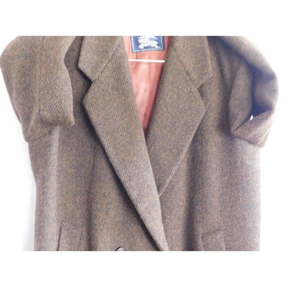 Vintage Burberrys Long Coat Womens Rust & Black Wool Cashmere Size 14R - Picture 5 of 16